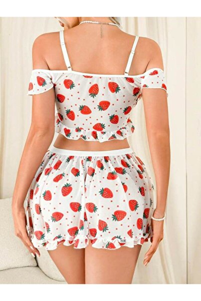 Nightlight γυναικείο κοστούμι φανταχτερής φούστας από τούλι με στάμπα λευκής φράουλας