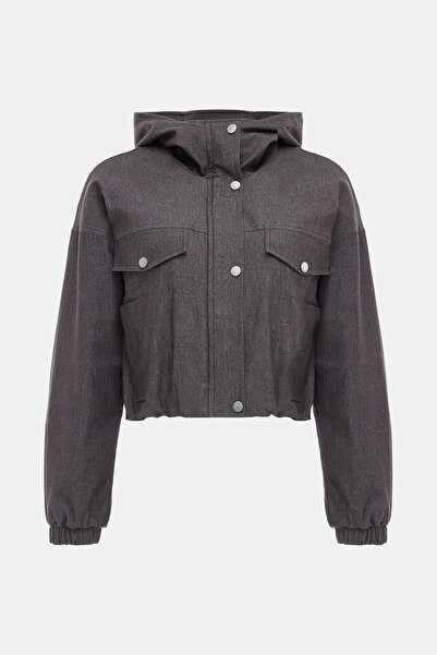 W Collection Anthracite Hooded Relax Fit Coat