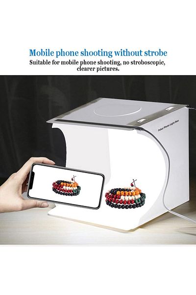 fulina Portable LED photography light box,soft light shooting,equipped with 6 color background cloth,white