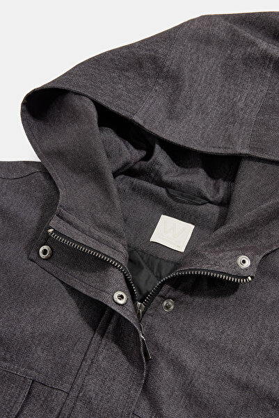 W Collection Anthracite Hooded Relax Fit Coat