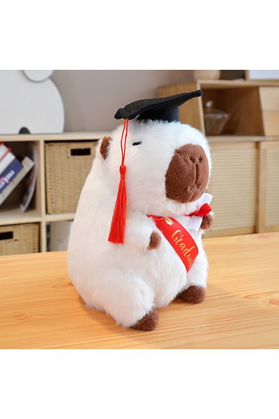 Choice 25cm white 25CM Cute Cartoon Graduate Capybara Plush Toy Soft Stuffed Graduation Season Gift Lovely