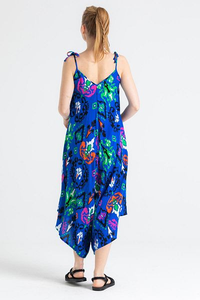 Eliş Şile Bezi Strappy Voile Selin Summer Jumpsuit Ethnic Saks/Byz Etnk Saksb
