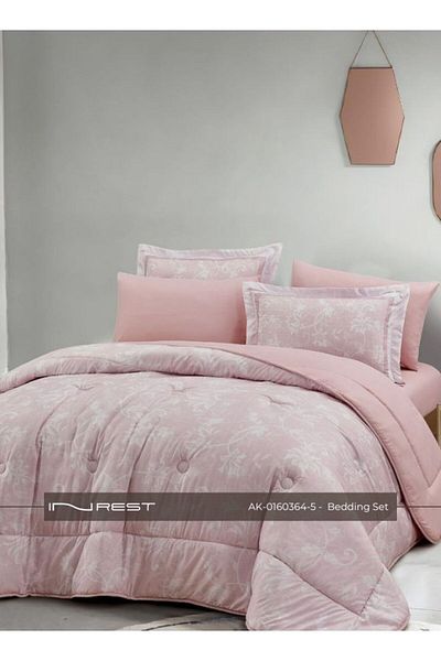 INREST 4-Piece Bedding Set – Single Comforter (170×230 cm) 100% Microfiber Pink