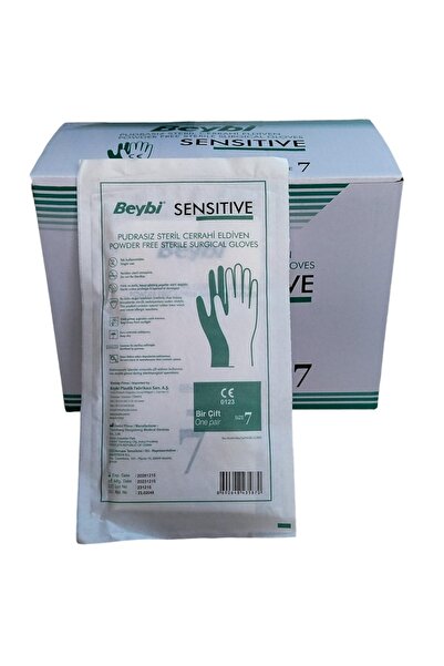Beybi Sensitive Pudrasız Steril Cerrahi Eldiven 7 Numara (50çift)