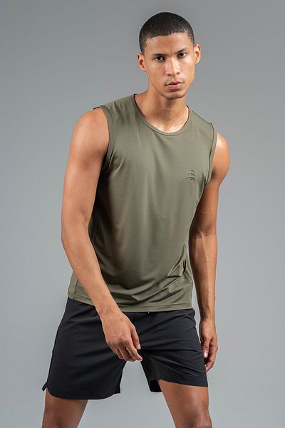 MARATON Regular Men's Crew Neck Sleeveless Open Khaki Tank Top 22562