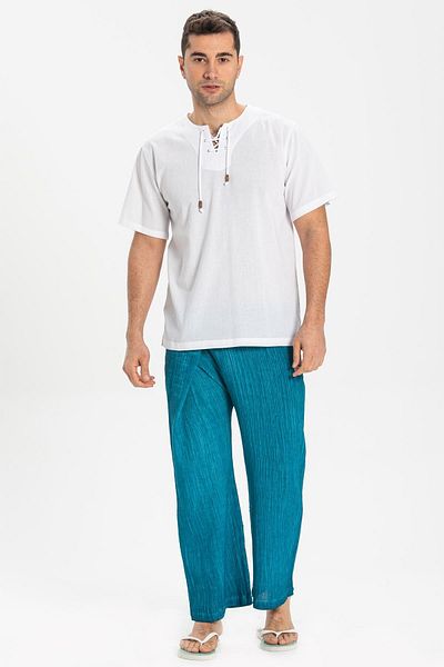 Eliş Şile Bezi Unisex Şile Πανί - Ψαράς Καλοκαιρινό Παντελόνι Τιρκουάζ Trkz