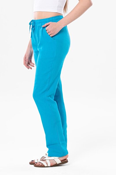 Eliş Şile Bezi Şile Diaper Pocket Women's Summer Trousers Turquoise Trkz