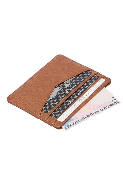 Tergan Tan Genuine Leather Unisex Credit Card Holder - S1Kk 00001665 -B67