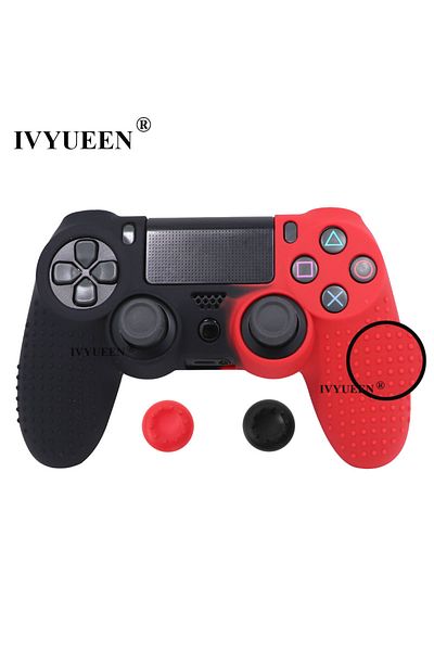 Choice Black Red IVYUEEN Anti-slip Silicone Cover Skin Case for Sony PlayStation Dualshock 4 PS4 DS4 Pro Sl