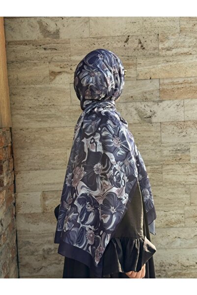 Qalortex Scarf شال من القطن بنقشة الميموزا - بنفسجي باذنجاني