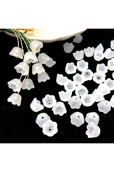 Choice 200pcs 200pcs Transparent Acrylic Beads Tulip Flower Lily of The Valley for Jewelry Making DIY Brace