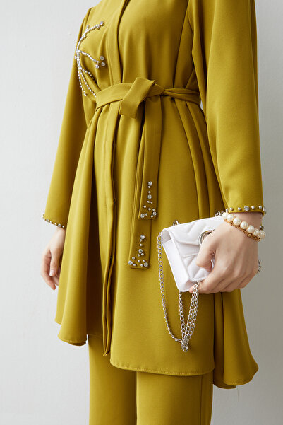 VAVİNOR Σετ κοστουμιού Oil Green Luna Stone κεντημένο