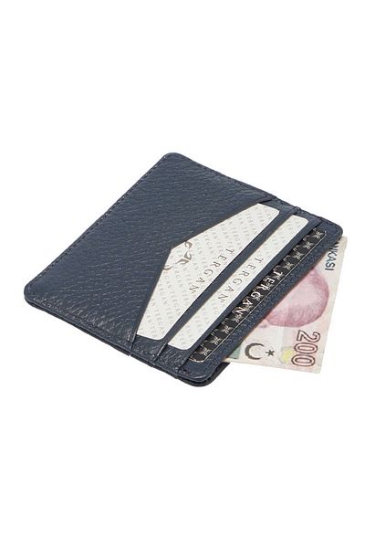 Tergan Navy Blue Genuine Leather Unisex Credit Card Holder - S1Kk 00001665 -A38