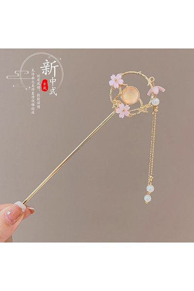 Choice F Elegant Chinese Style Hair Accessory Romantic Enameled Flower Tassel Hair Clip Alloy Jewelry Hair.