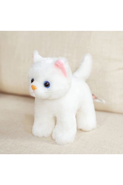 Choice White Smiling, Fun, Cute Kitten Makes You Happy Plush Toys 8-inch Cat Plush Toys