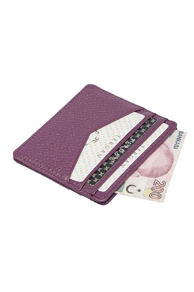Tergan Purple Genuine Leather Unisex Credit Card Holder - S1Kk 00001665 -C48
