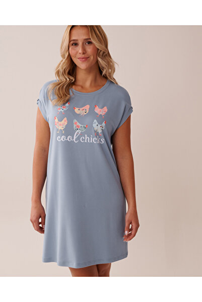 La Vie en Rose قميص نوم ناعم للغاية بطبعة دجاج