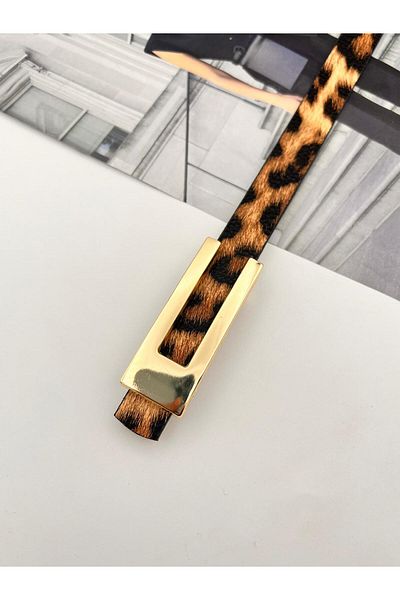 MODAM HİFA Γυναικεία ζώνη Leopard Gold Buckle Ζώνη παντελονιού Ζώνη φόρεμα Ζώνη πουκάμισο Ζώνη παλτό