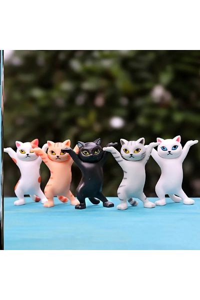 Choice1 5PCs 5 PCs Dancing Cat Figure Decoration Animation Cat Model Fashion Toy Enchanting Cat Capsule Toy