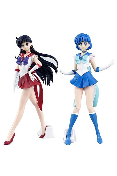 BANDAI opp bag 2pcs Sailor Moon Hino Rei Mizuno Ami Sailor Mars Mercury Anime Figure Beautiful Girl Pvc Act