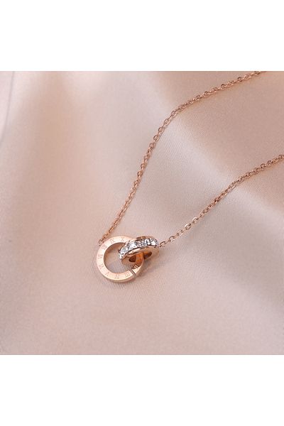 Choice Rose Gold Color Yupsk Elegant Crystal Circle Choker Fashion Roman Digital Stainless Steel Gold Silve