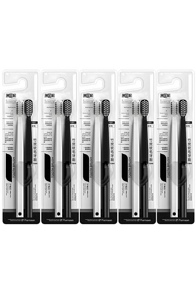 Choice 10pcs 10pc Bamboo Charcoal Brush Silk Soft Bristle Toothbrushes, Black And White Men's And Women's A