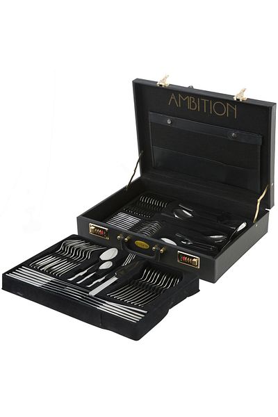 Ambition Stainless steel cutlery set, 72 pieces, 12 people, packed in a suitcase, Prato