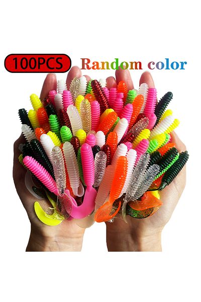 Choice 5 سم - 1.3 جرام لون عشوائي - 100 قطعة 50 قطعة 100 قطعة 150 قطعة طُعم سيليكون طُعم سمك وهمي طُعم سباحة صيد السمك الكل