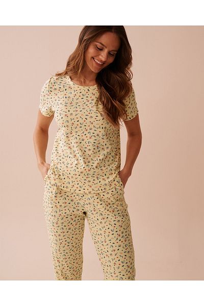 La Vie en Rose Ditsy Floral Print Ribbed T-shirt