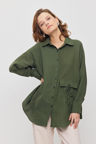 Rays 4516A Tek Cep Düğmeli Gömlek Haki