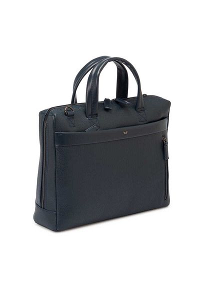Tergan Navy Blue Genuine Leather Men's Briefcase - S1Ev 00021306 -D6M