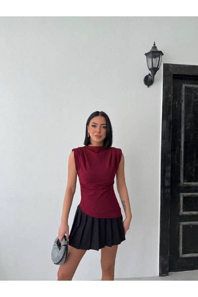 ELBEY Padded Stand Collar Blouse
