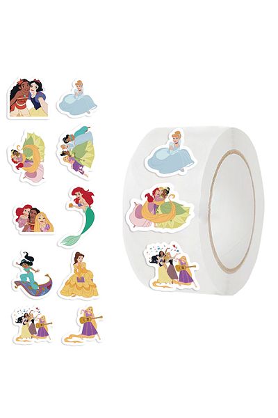 Choice 500PCS 500pcs/Roll Disney Cartoon Princess Sealing Sticker DIY PVC Laptop Decals Decoration Stiker R