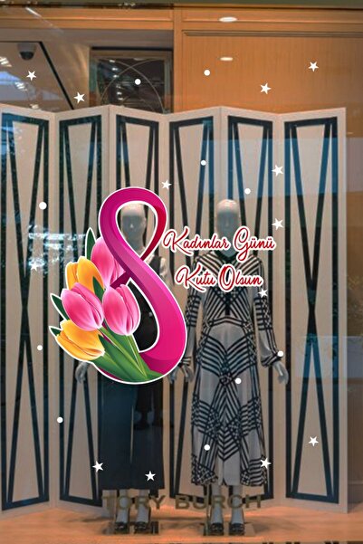 MIGNATIS Autocolant pentru vitrină din sticlă cu tulipane și mesajul „La mulț...