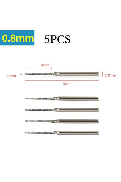 DAZZLEEX 5PCS 0.8mm 5pcs 0.8/1/1.2/1.5/1.8/2/2.5mm Diamond Coated Drill Bits With 2.35mm Shank Glass Jade Amb