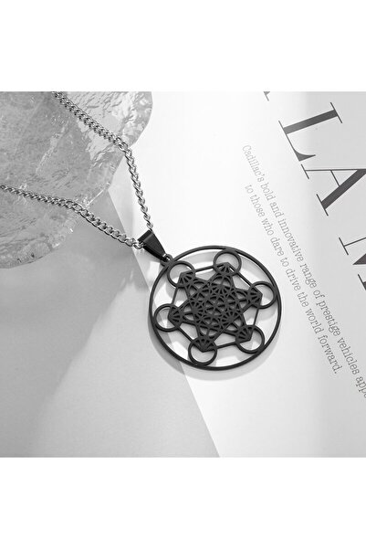 Choice AL18283-قلادة ميتاترون سوداء تحمل ختم رئيس الملائكة الملك سليمان من ال...