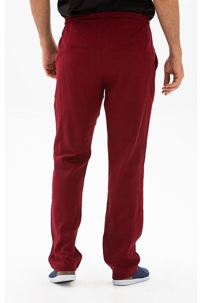 Eliş Şile Bezi Ανδρικό Παντελόνι - Claret Red Brd - Καλοκαιρινό ύφασμα Şile με τσέπες