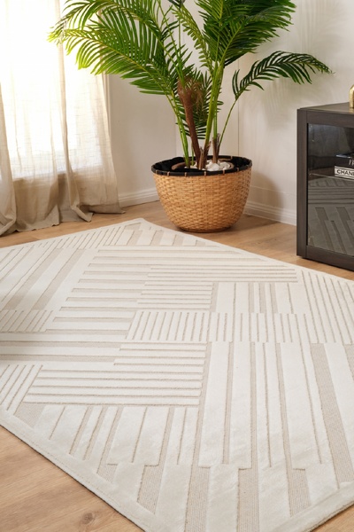 Kaşmir Halı 7/24 Iskandinav Kopenhag Bergen Beyaz Salon Mutfak Halısı Yolluk