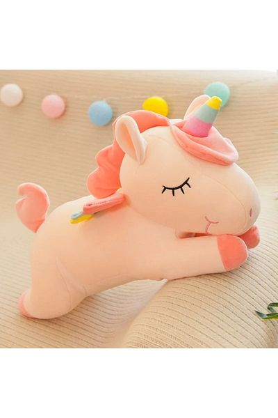 Choice 30cm White Kawaii Lying Unicorn Plush Toy Stuffed Soft Cute White Pink Horse Appease Doll Pillow For