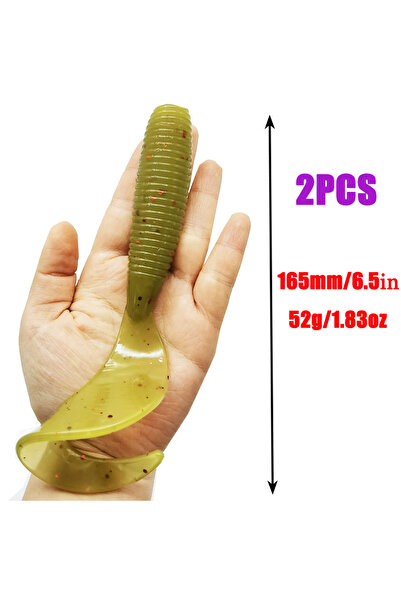 Choice طقم صيد سمك بلون E، قطعتين، 165 مم/6.5 بوصة/52 جم، طعم صناعي ناعم، ذيل...