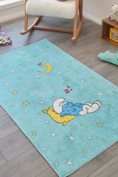 Kaşmir Halı Dekoratif Art Smurfs Bebek Çocuk Genç Odası Halısı