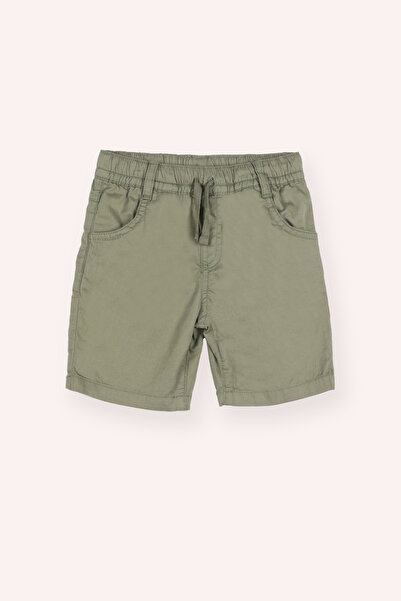 Panço Erkek Bebek Beli Lastikli Kordon Detaylı Haki Şort
