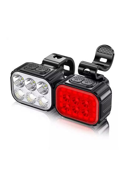 Choice Black Bike light set USB charging mountain helmet road bike headlight taillight set
