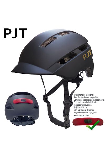 Choice L57-61cm P-6-black-gold-l Pjt New Cycling Helmet In-mold Mountain Road Usb Rechargeable Tail Light B