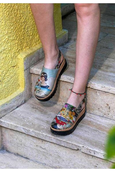 Dogo Sandale de damă din piele vegană multicoloră cu talpă groasă - Lucid Dreaming Design