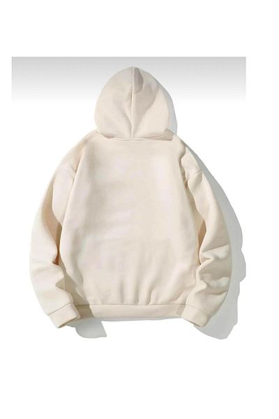 NO 601 Unisex Μπεζ με κουκούλα Happiest φούτερ