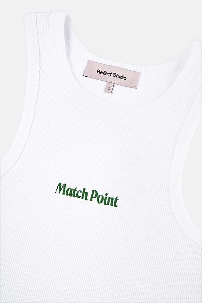 Socrates Match Point Ribbed Halter Neck Tank Top - White