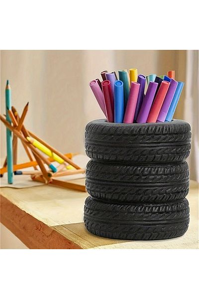 Choice Black Creative Tire shaped Pen Holder - Unique Office Desk Organizer