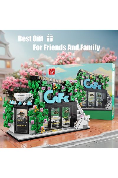 Choice T2070 green 572PCS Building Blocks Toy For Kids City Street View Coffee Flower House Model Big Size