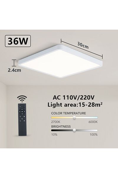 MARPOU White-remote Tuya Smart Led Ceiling Lamp Wood Grain App Voice Control Alexa/google Remote Con